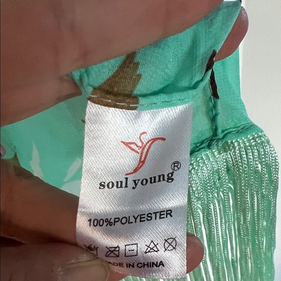 Mint Floral Kimono Coverup with Fringe - Picture 4 of 4